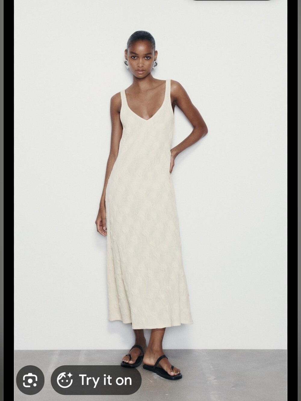 NWT Zara Cream Textured Maxi Dress- Sz M